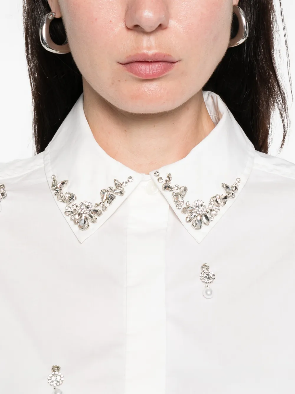 Simkhai Renata Embellished Button-down Shirt In White