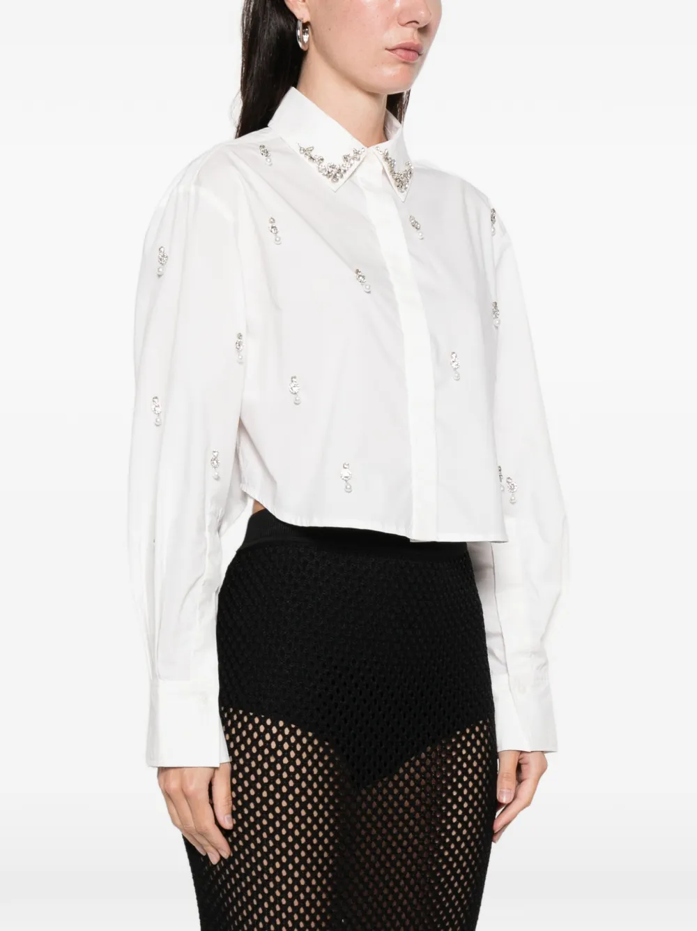 Simkhai Renata Embellished Button-down Shirt In White