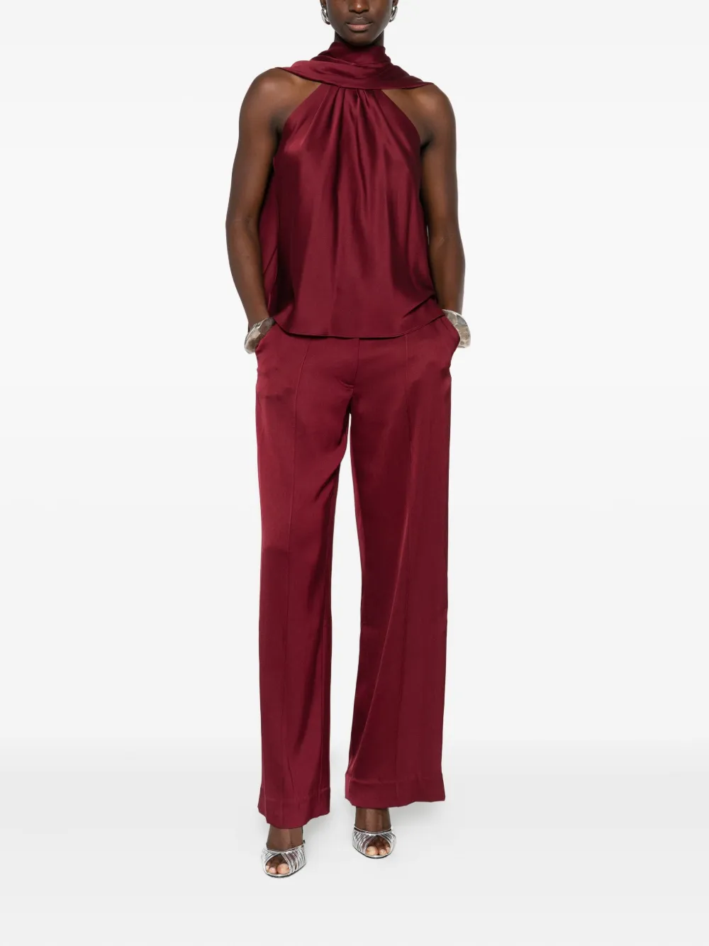 Simkhai Draped Blouse In Red