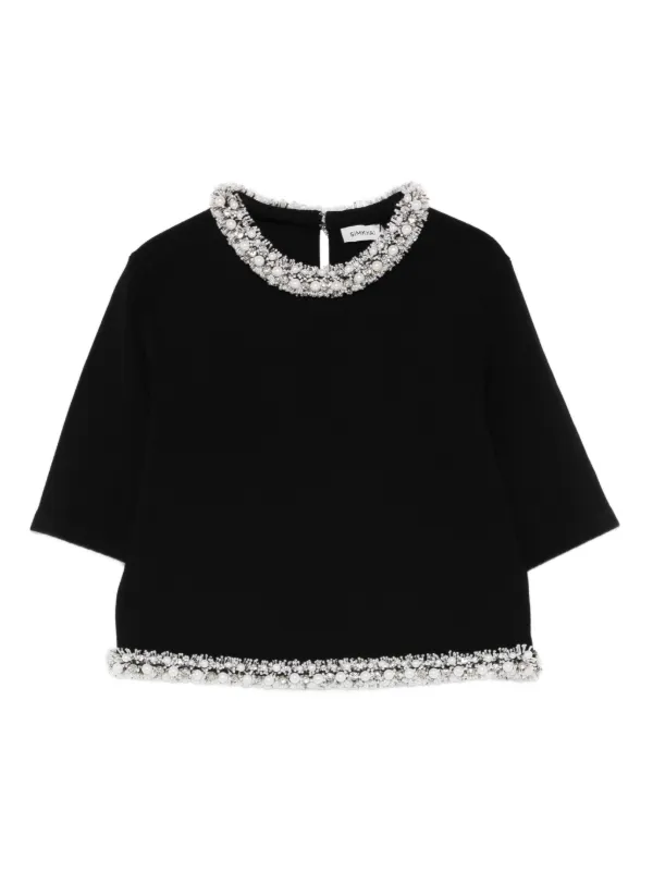 Simkhai Ozelle Embellished Top in Black