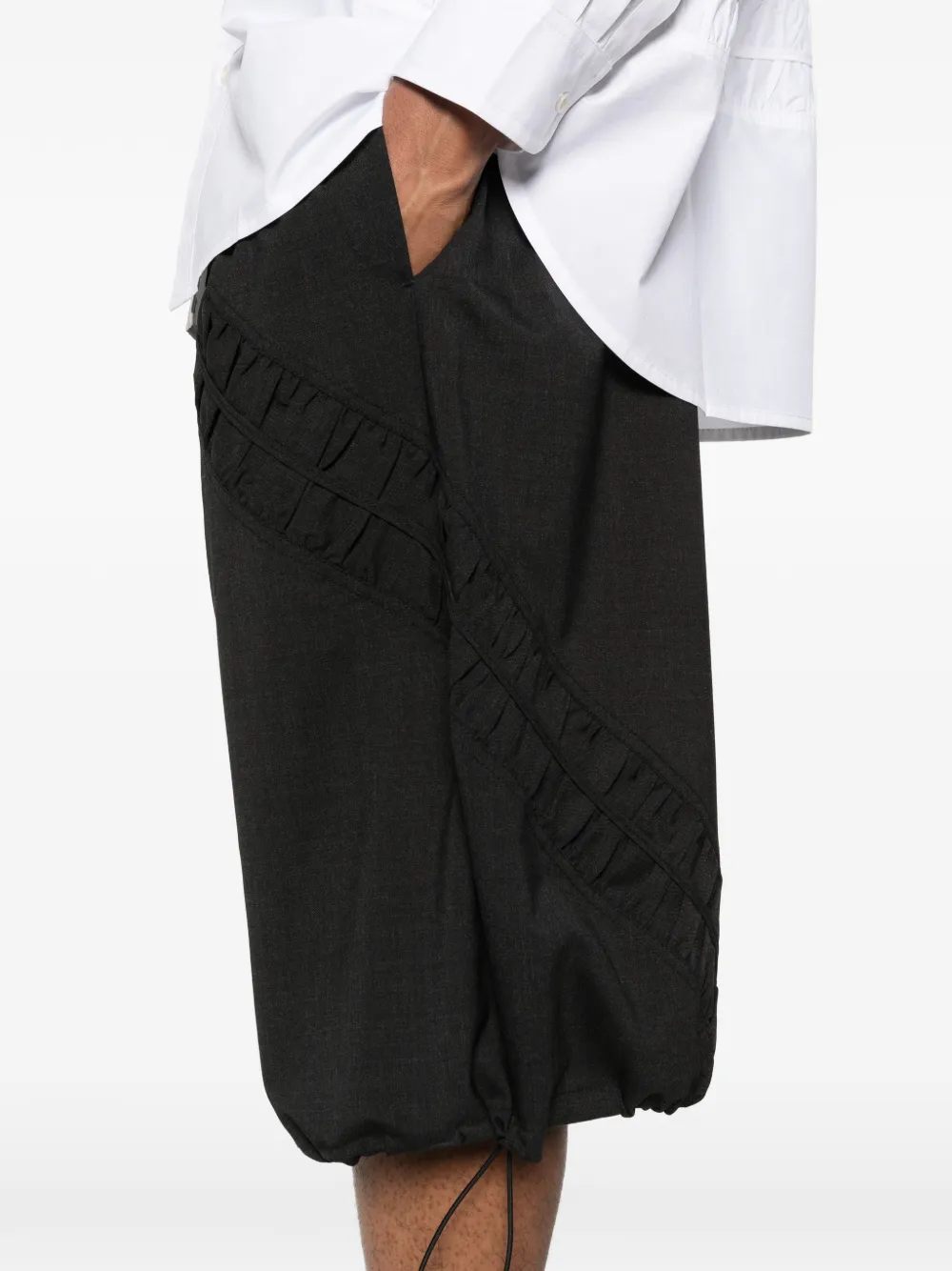 SAGE NATION Fossil ruched-panel Shorts | Black | FARFETCH UK