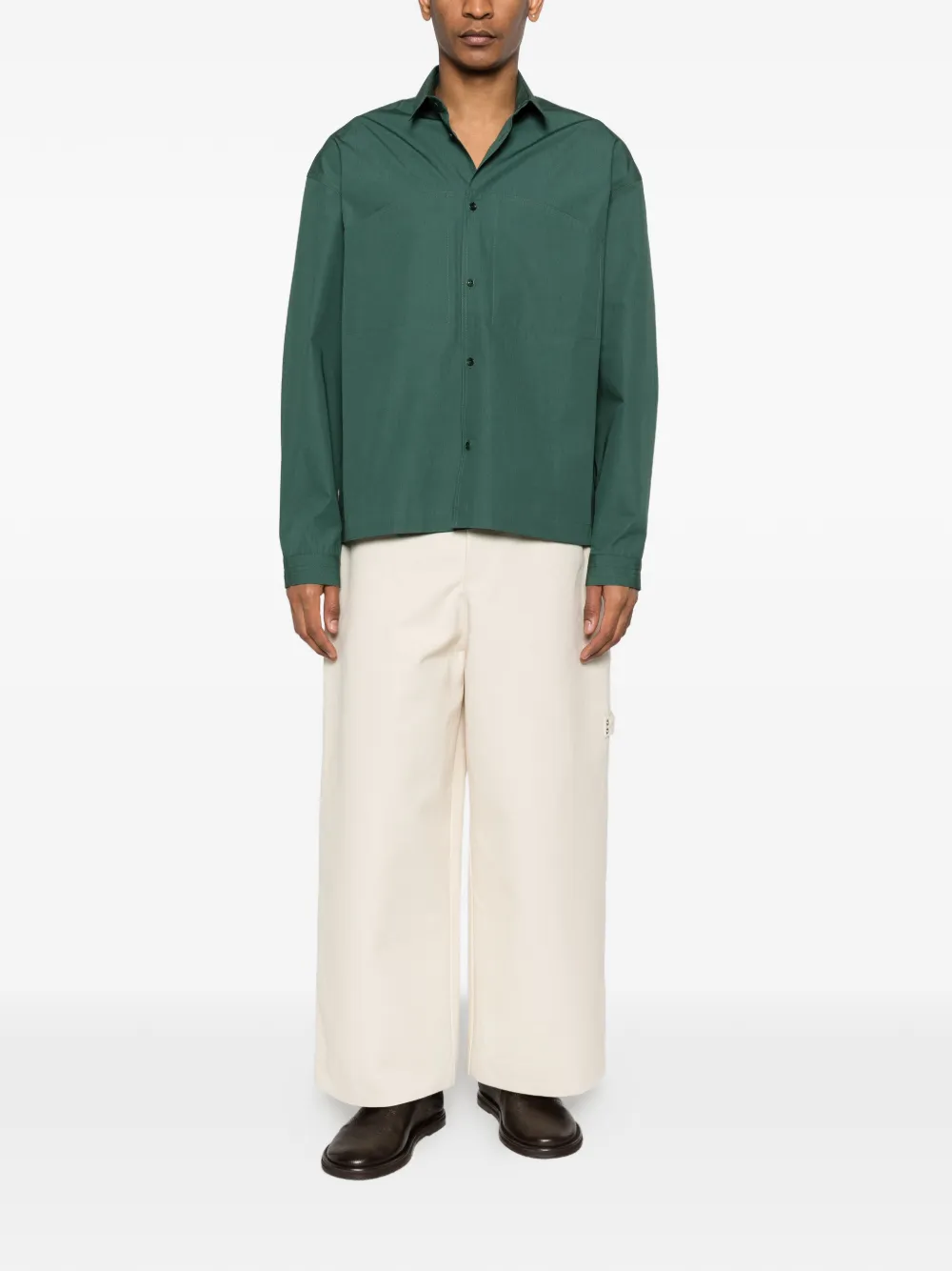  Sage Nation Oval Oversized Pocket Shirt - Green 