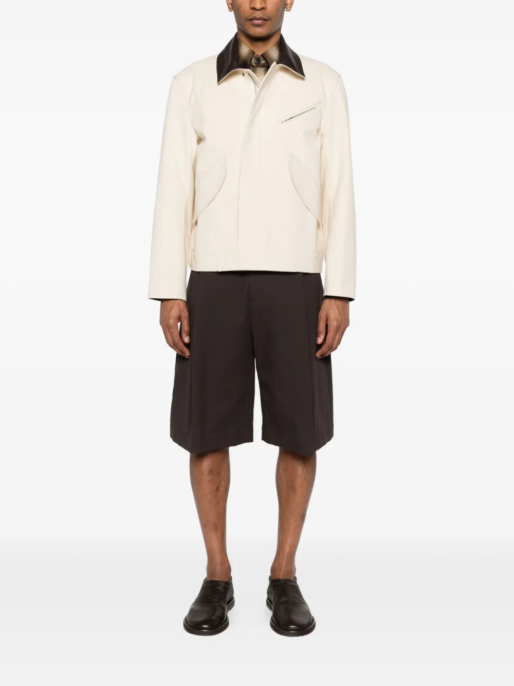  Sage Nation Painter Leather-collar Jacket - Neutrals 