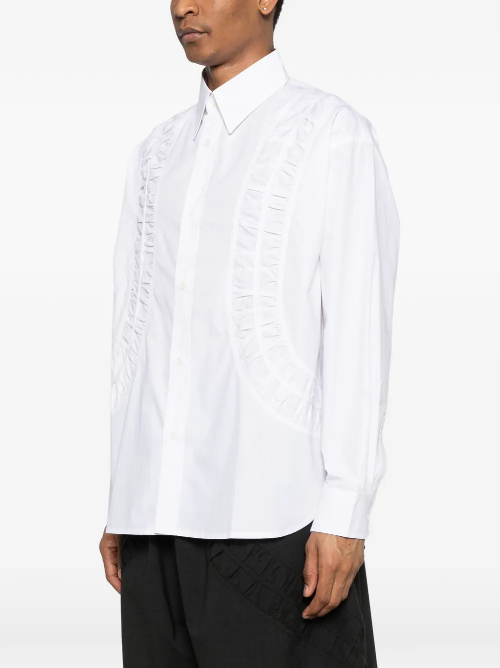  Sage Nation Fossil Ruched-panel Oversized Shirt - White 