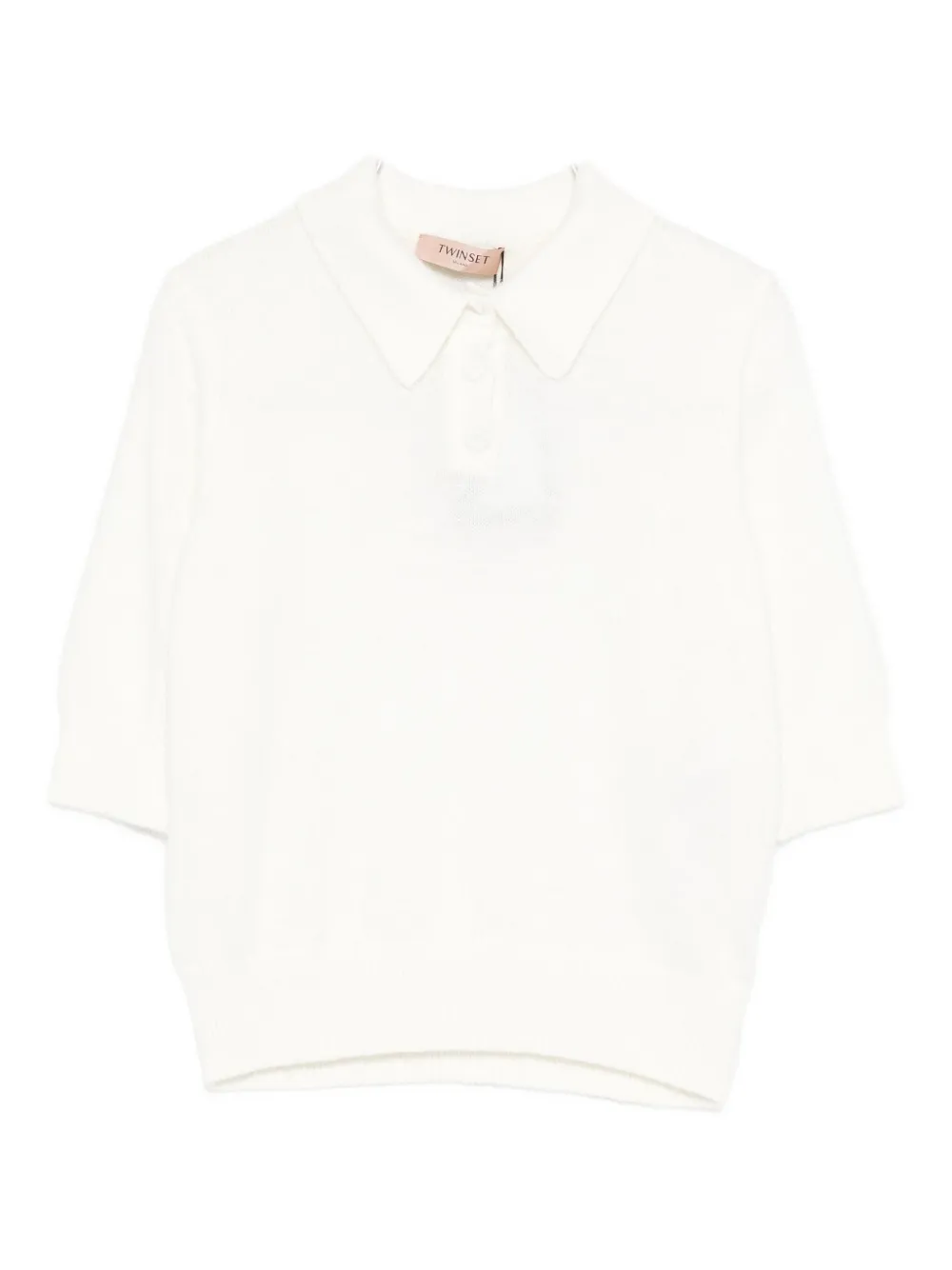 Twinset Brushed-effect Polo Top In White