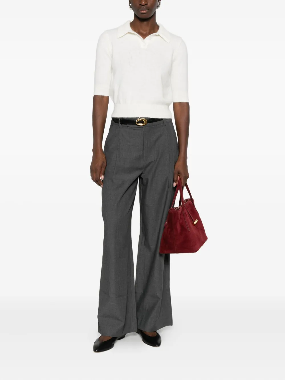 TWINSET brushed-effect polo top - Wit