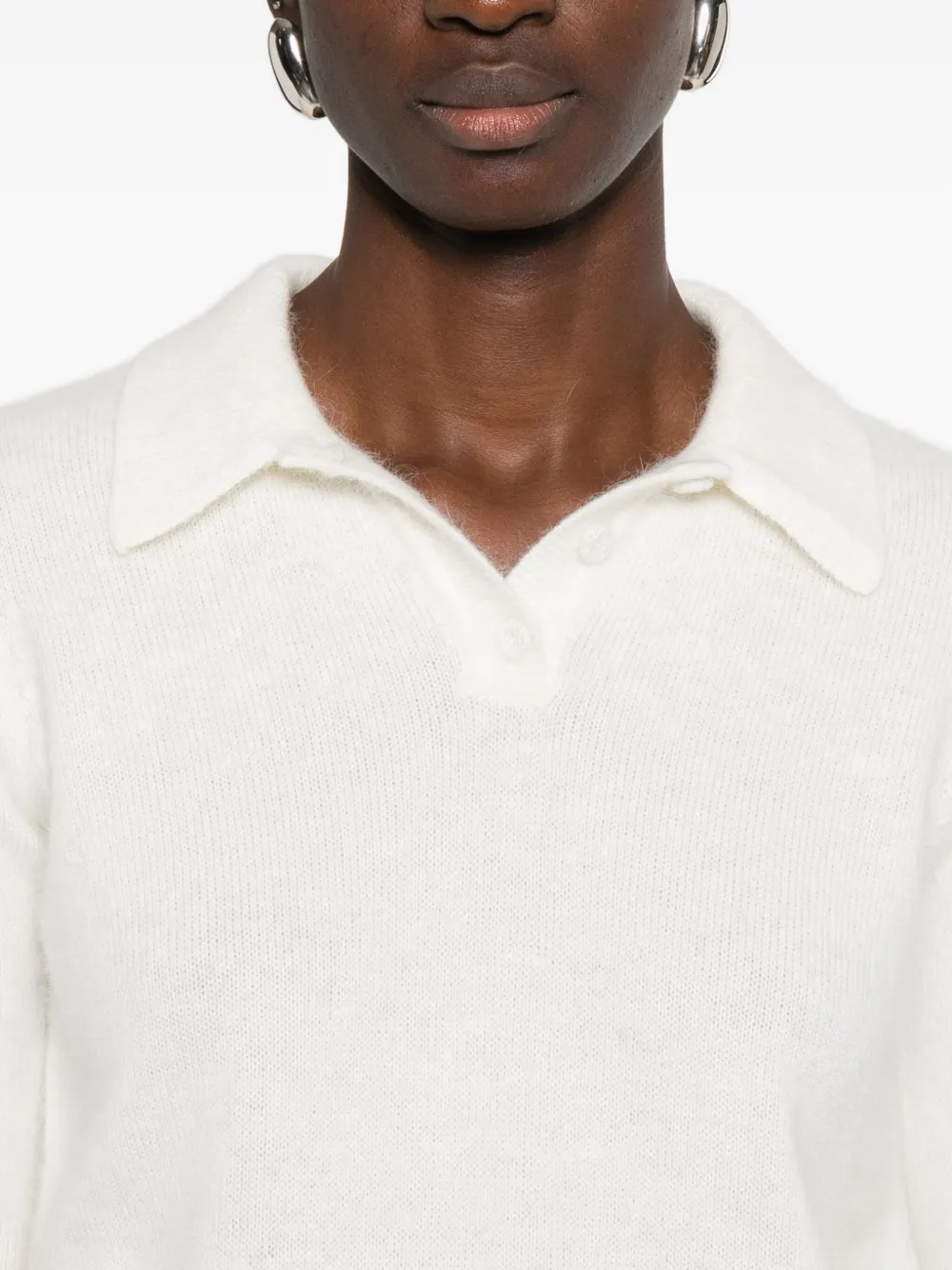 Twinset Brushed-effect Polo Top In White