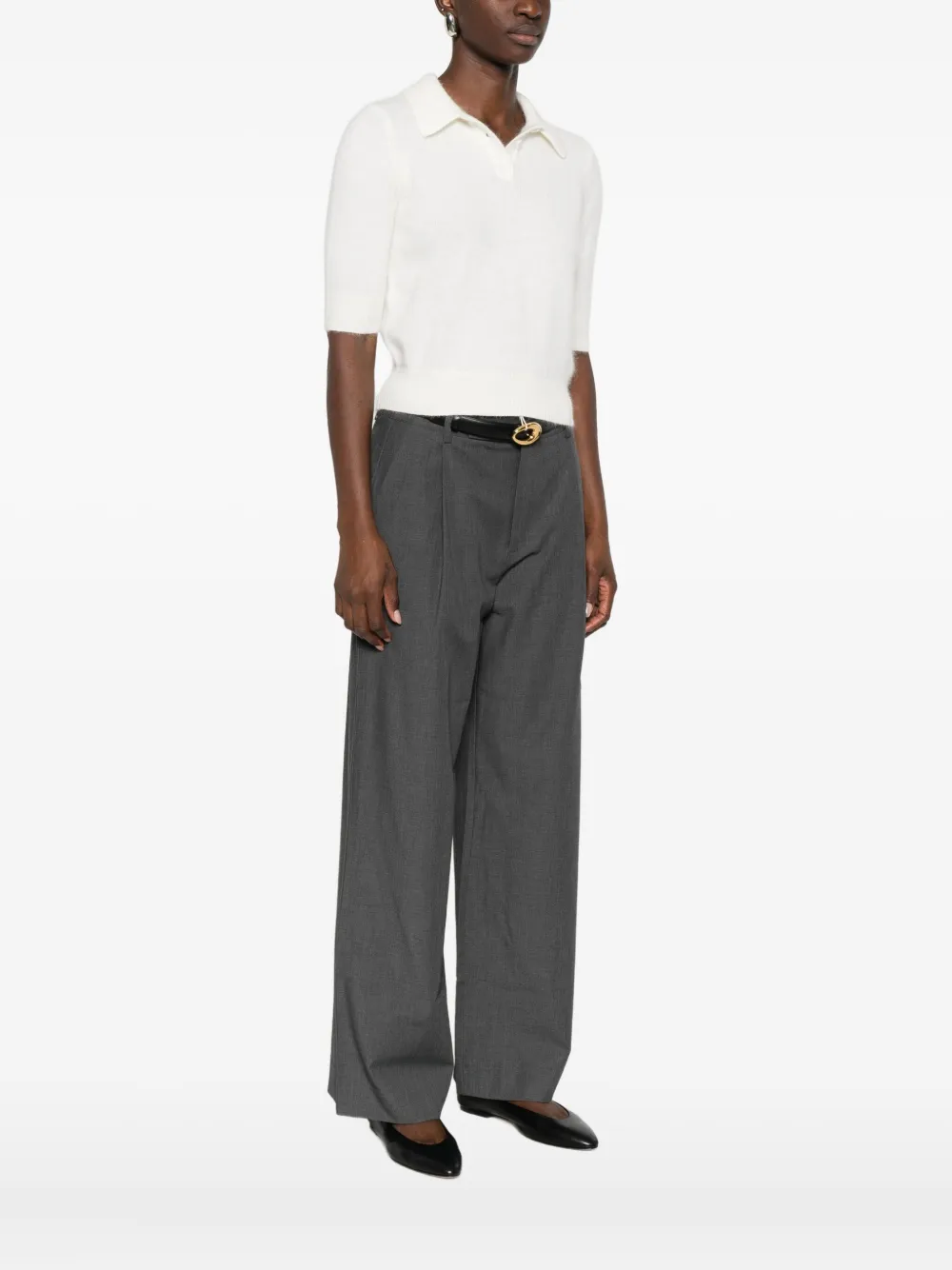 Twinset Brushed-effect Polo Top In White
