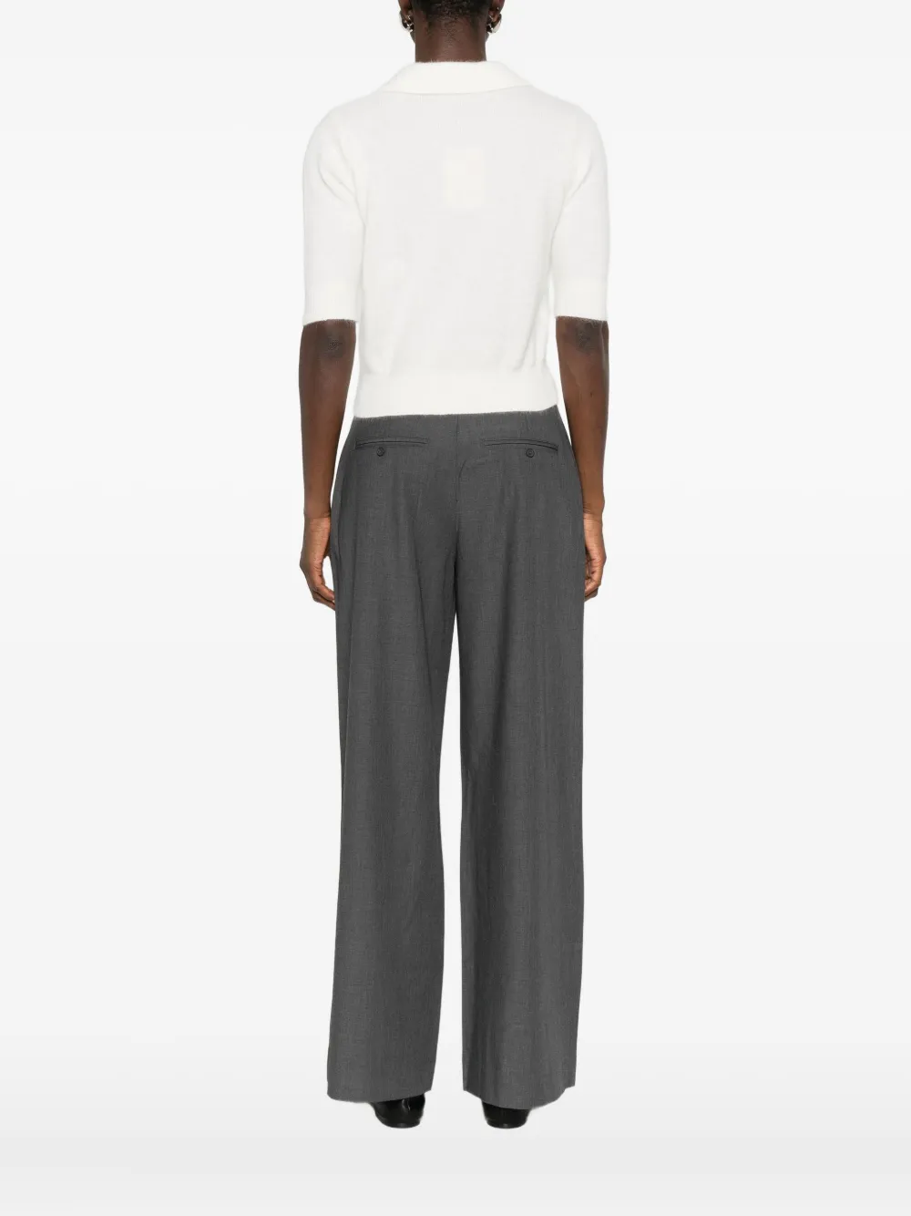 Twinset Brushed-effect Polo Top In White