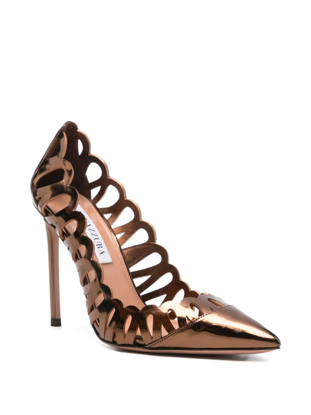 Aquazzura 105mm Peep laser-cut pumps Brown
