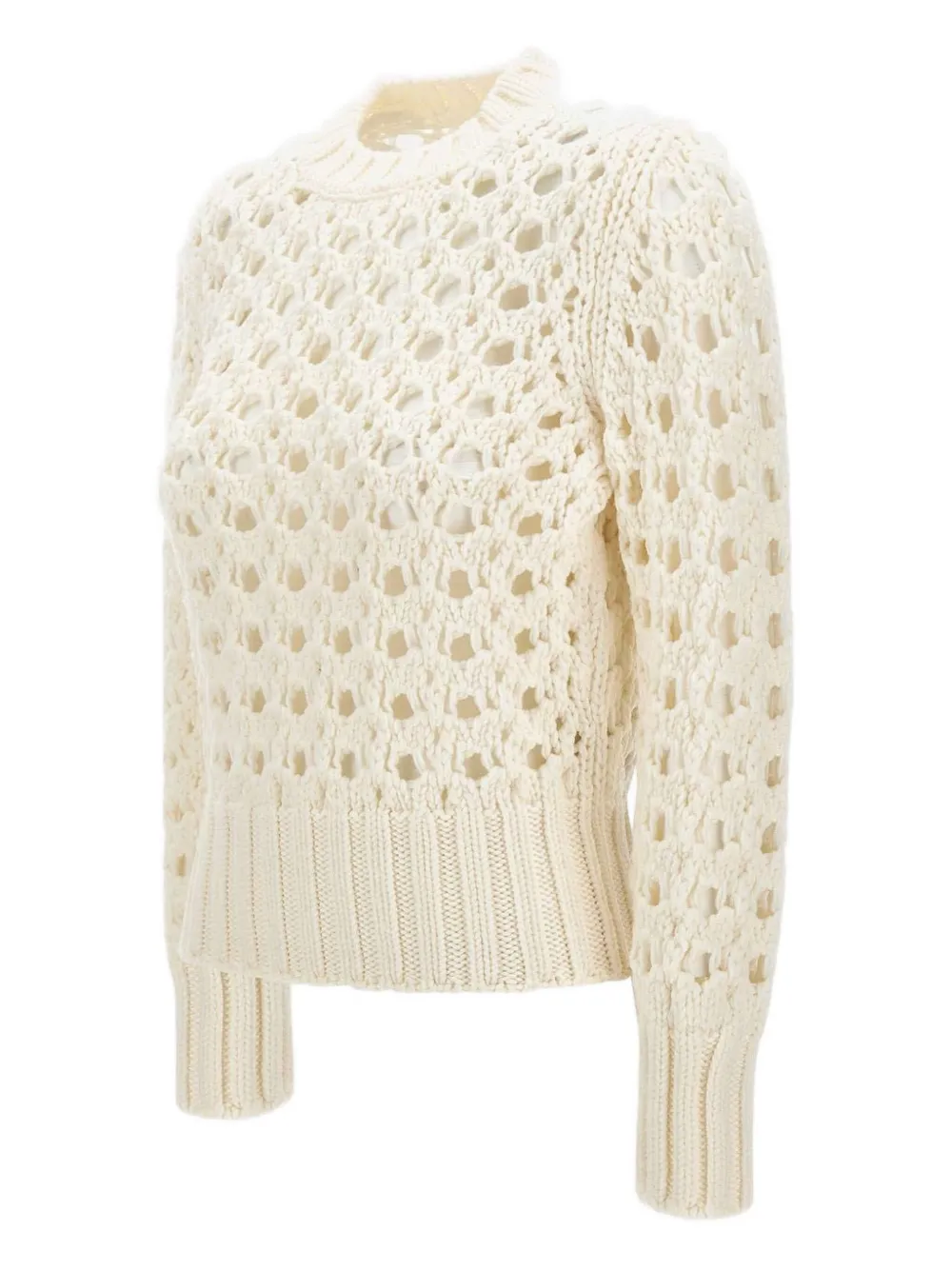 Eleventy hole-pattern wool sweater - Bianco
