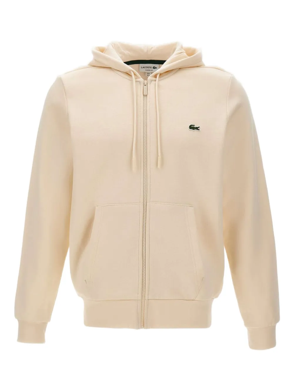 Lacoste zip-front logo-patch hoodie Beige