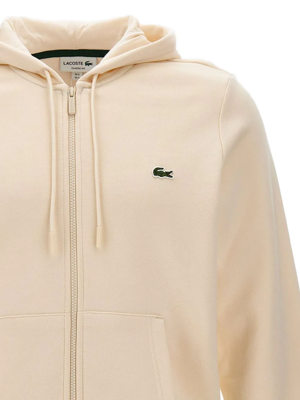 Lacoste zip-front logo-patch hoodie Beige