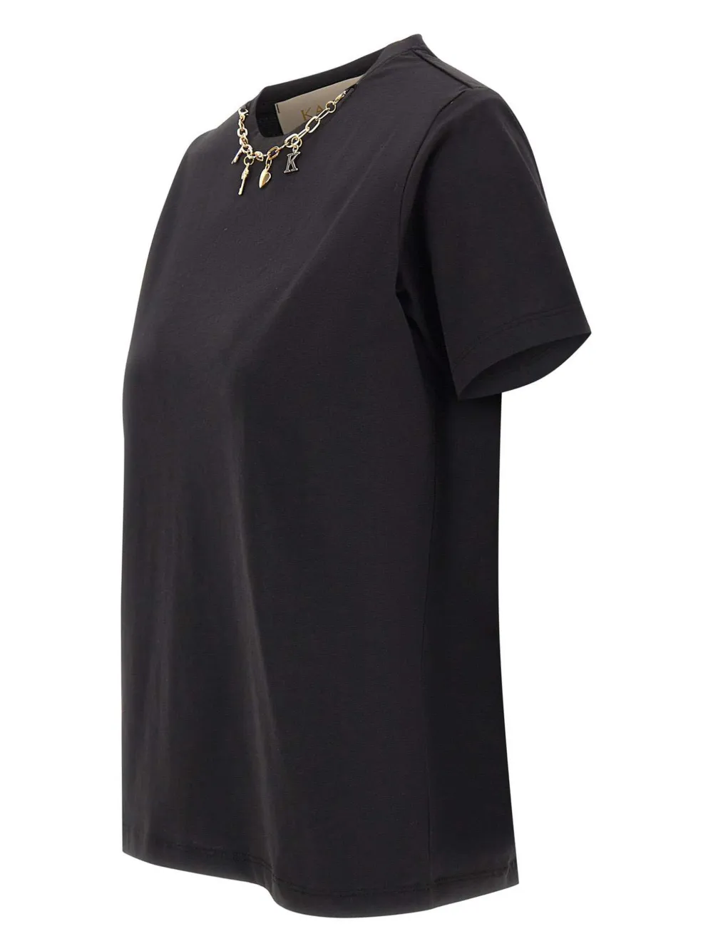 Kaos Chain-embellished Crew Neck T-shirt In Black