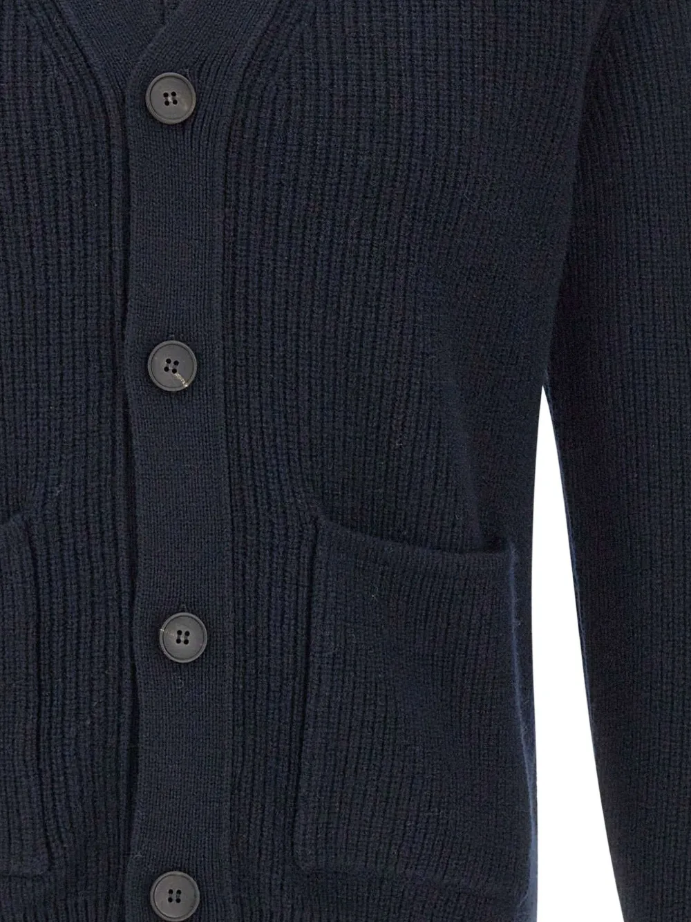 Filippo De Laurentiis Ribbed Horn-button Cardigan In Blue