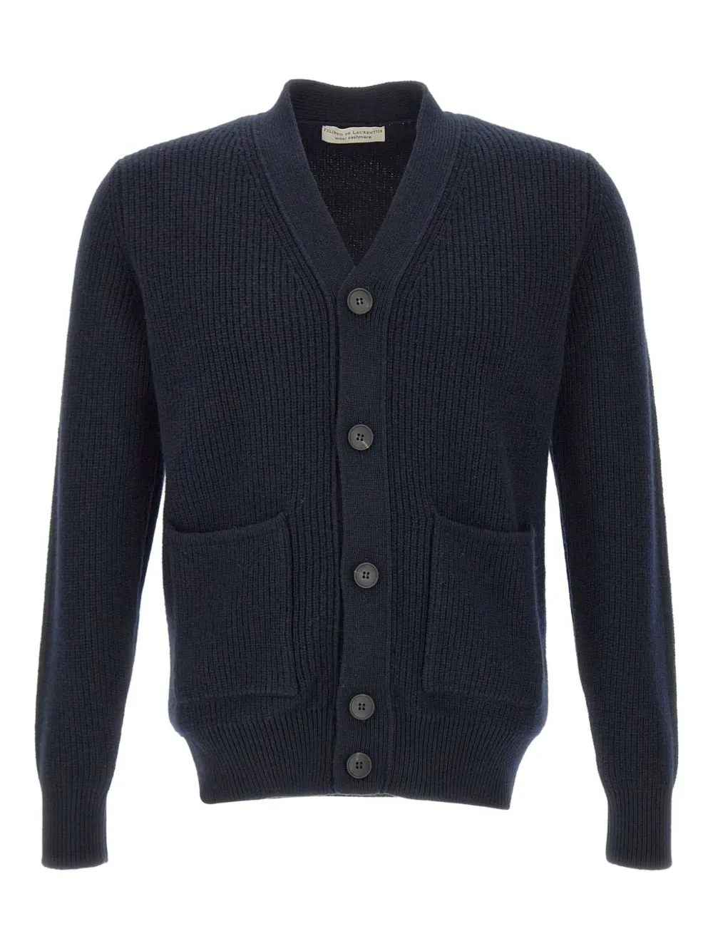 Filippo De Laurentiis ribbed horn-button cardigan - ブルー Filippo De Laurentiis ribbed horn-button cardigan - ブルー