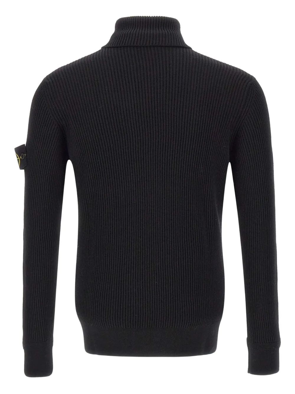 Stone Island Turtleneck Sweater With Logo Patch In Black