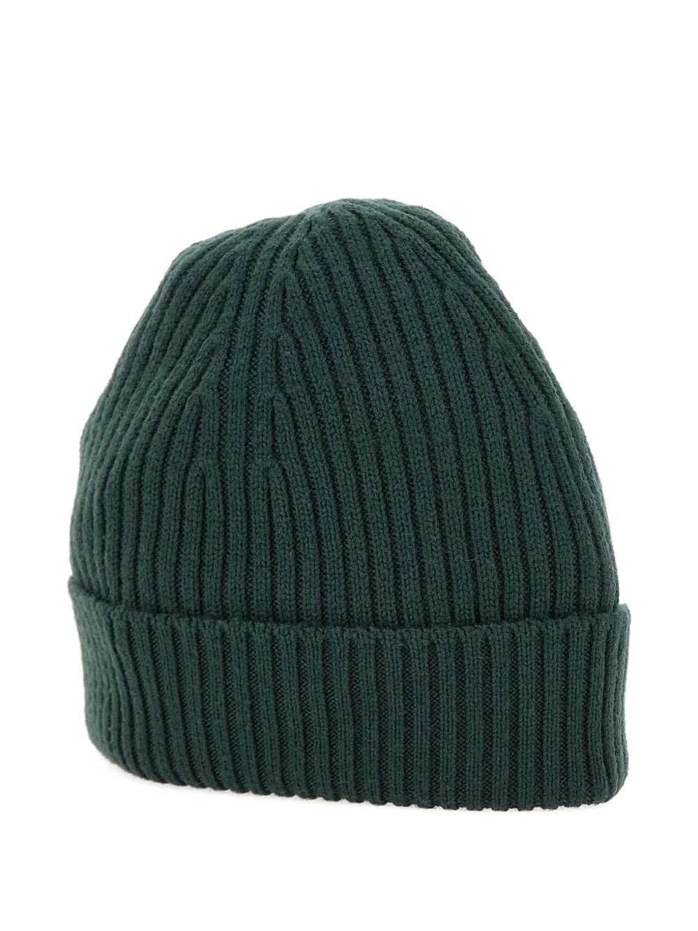Lacoste logo-patch ribbed beanie - Groen