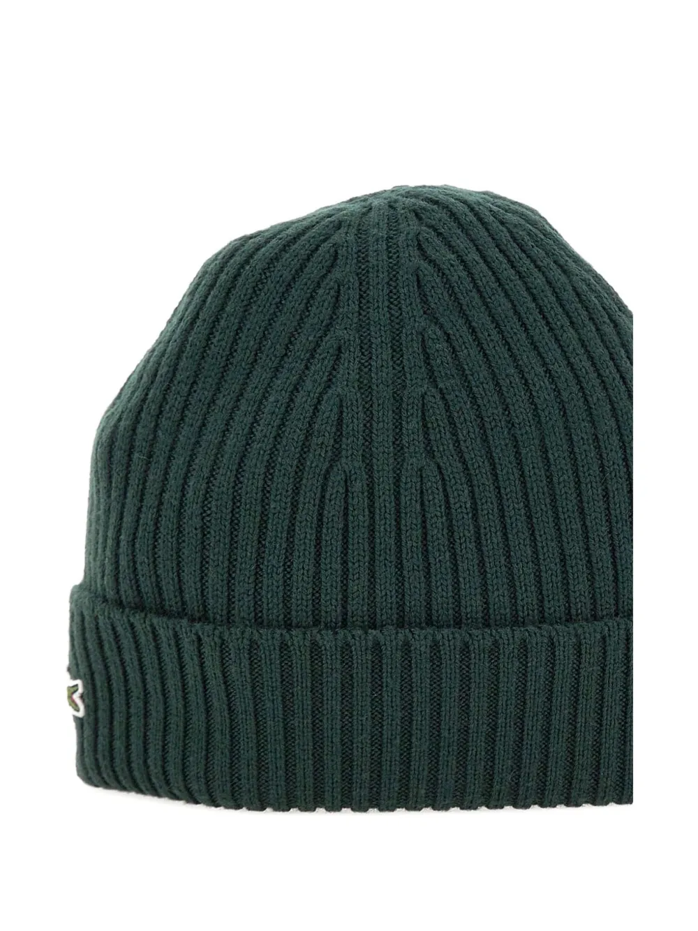 Lacoste logo-patch ribbed beanie Groen