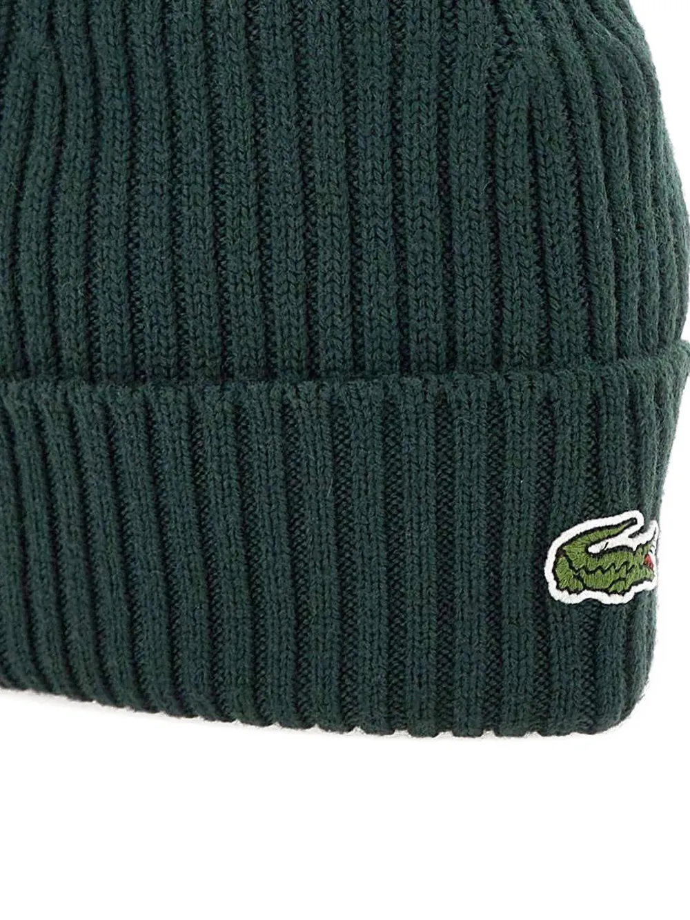 Lacoste logo-patch ribbed beanie Groen