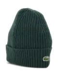 Lacoste logo-patch ribbed beanie - Green