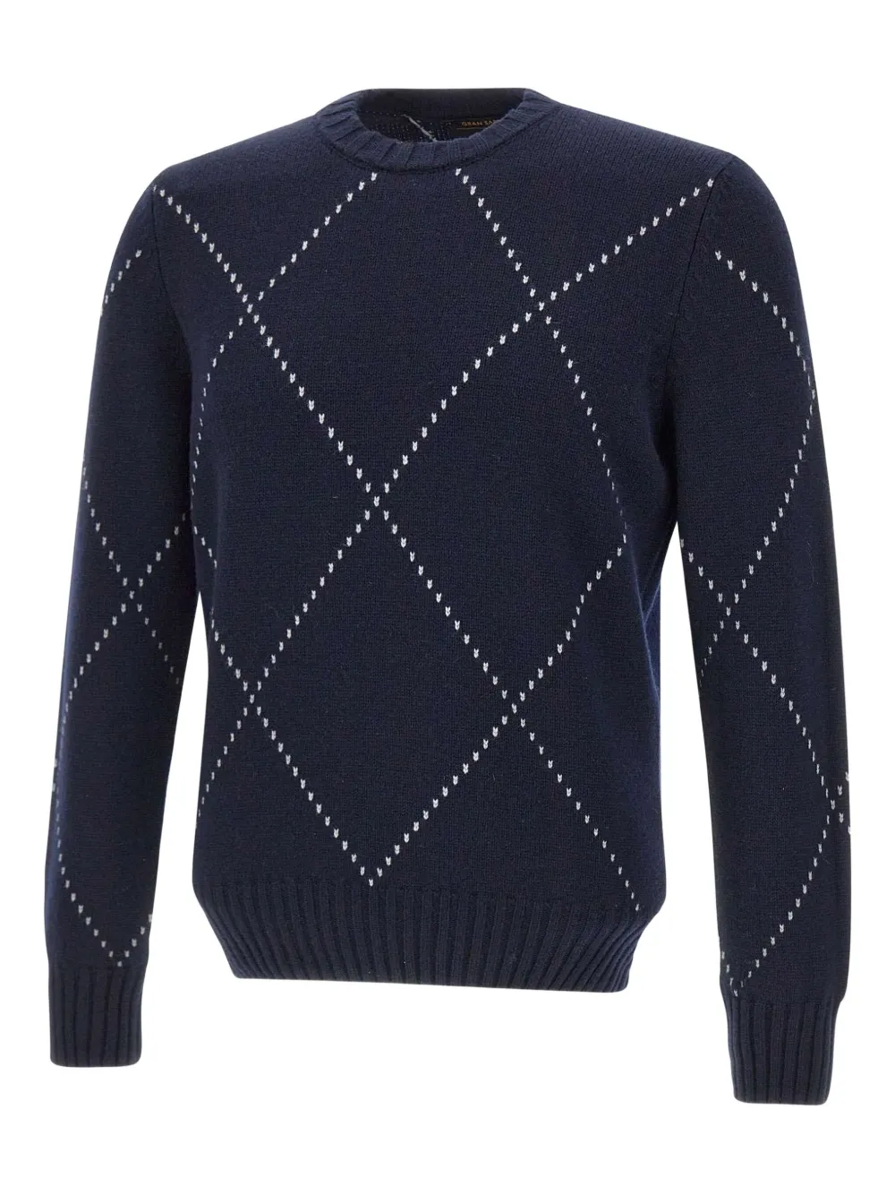 Gran Sasso diamond-pattern crew-neck sweater - ブルー Gran Sasso diamond-pattern crew-neck sweater - ブルー