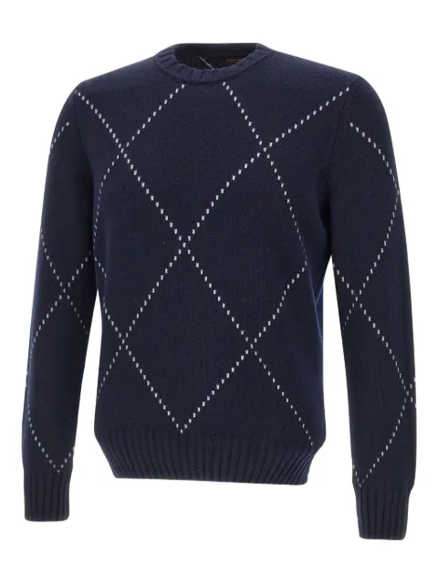 Gran Sasso diamond-pattern crew-neck sweater