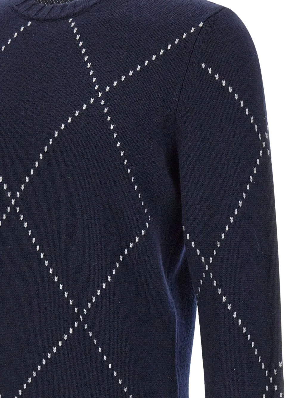 Gran Sasso Trui met ronde hals en diamanten patroon Blauw
