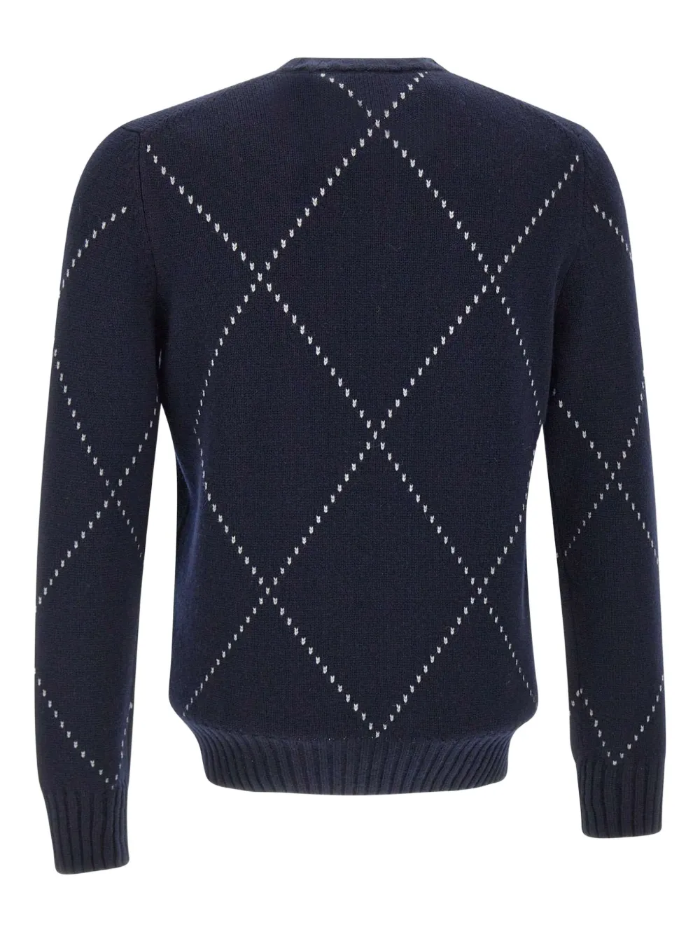Gran Sasso diamond-pattern crew-neck sweater - Blauw