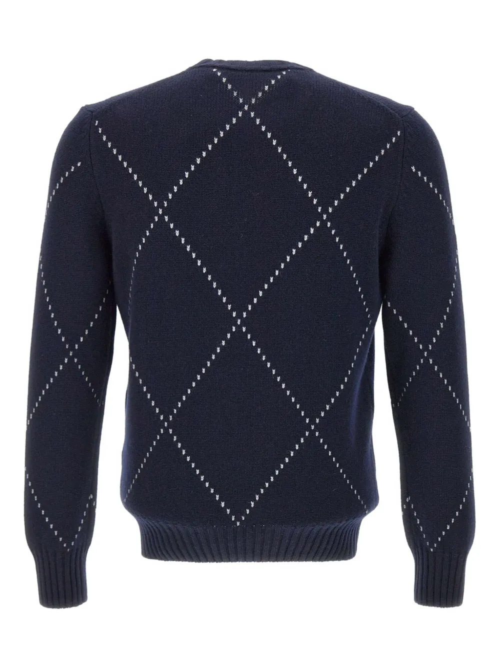 Gran Sasso Trui met ronde hals en diamanten patroon Blauw