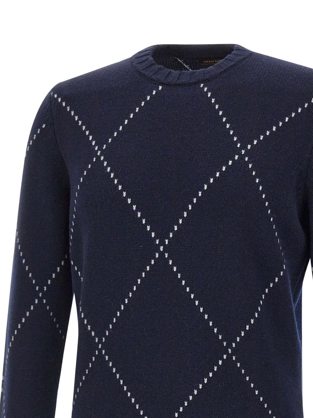 Gran Sasso Trui met ronde hals en diamanten patroon Blauw