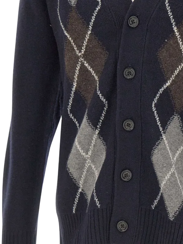 Paolo Pecora geometric-pattern Wool Cardigan Blue FARFETCH PH