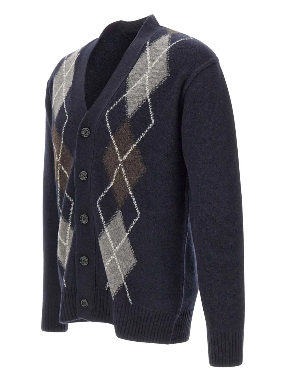 Paolo Pecora geometric-pattern wool cardigan Blauw