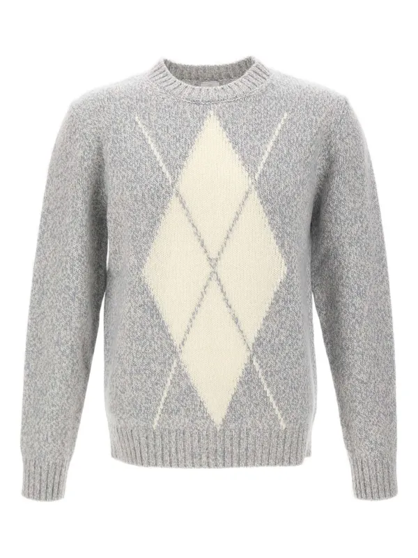 Eleventy Geometric-pattern Wool Sweater in Grey