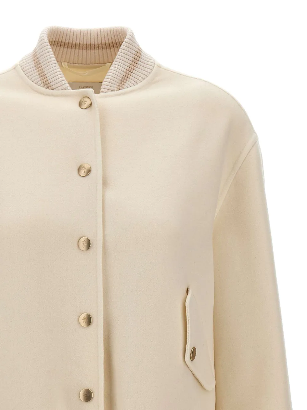 Eleventy ribbed-knit bomber jacket Beige