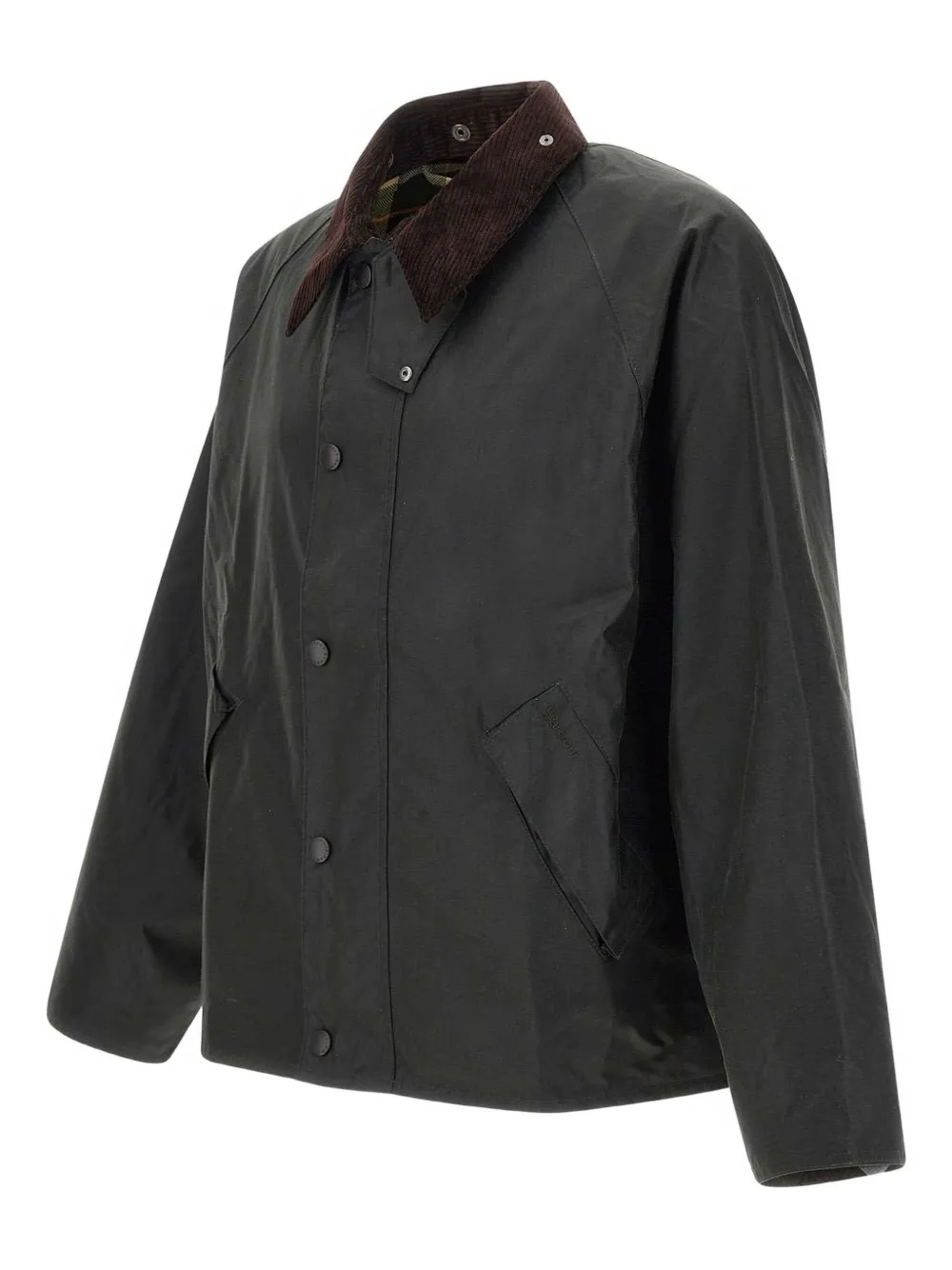 Barbour Transport Waxed corduroy-collar jacket Groen