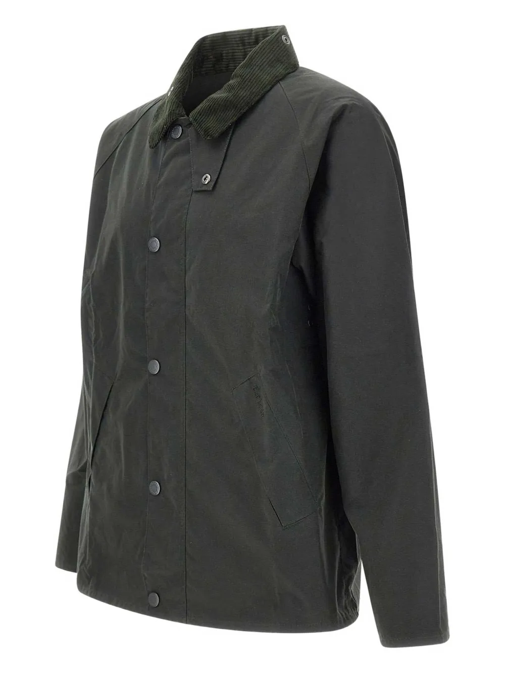 Barbour Waxed Cotton Corduroy-collar Jacket In Gray