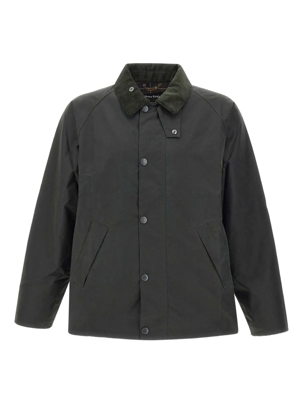 Barbour Waxed Cotton Corduroy-collar Jacket In Gray
