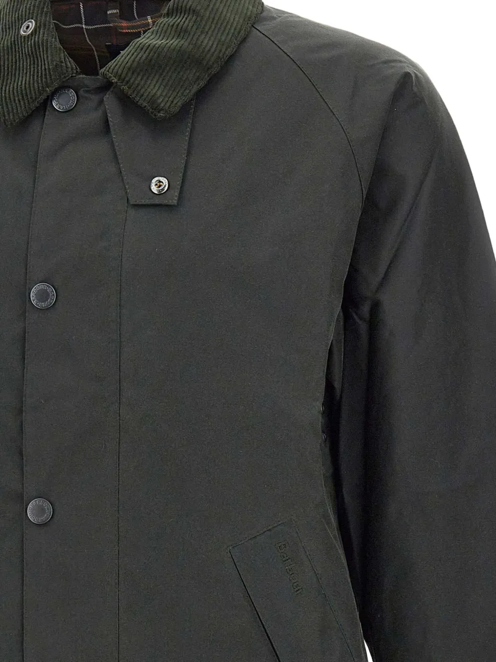 Barbour Waxed Cotton Corduroy-collar Jacket In Gray