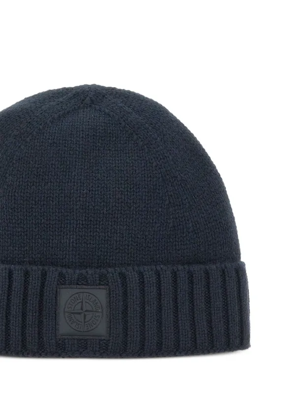 ダークグレー ニットビーニー コンパスロゴ Stone Island コンパスロゴ ビーニー | ブルー | FARFETCH JP