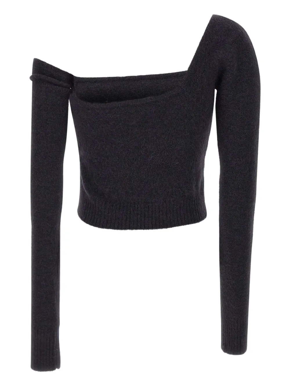 Blumarine Flower-embellished One-shoulder Sweater In Black
