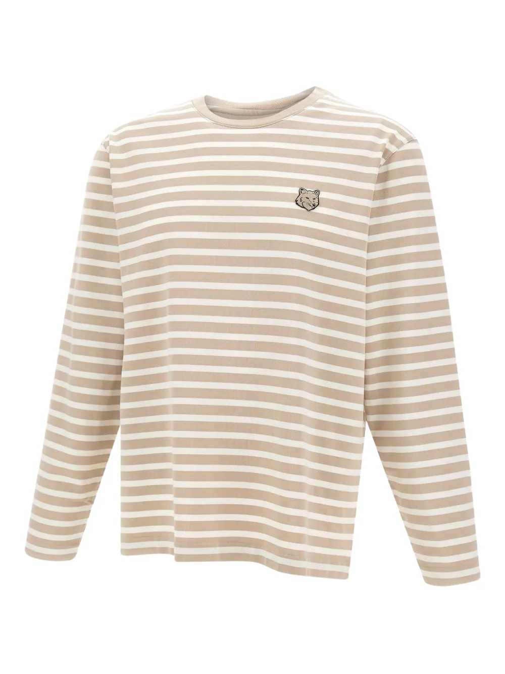 Maison Kitsuné fox-head striped long-sleeve top Beige