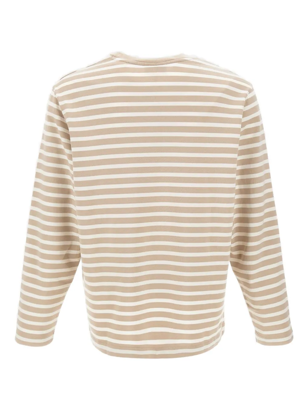 Maison Kitsuné fox-head striped long-sleeve top - Beige