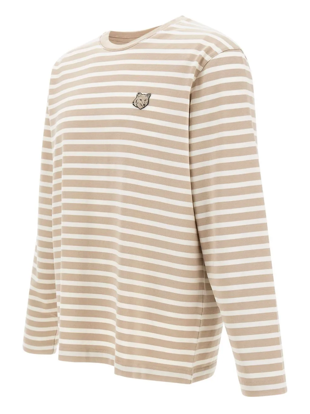 Maison Kitsuné fox-head striped long-sleeve top Beige