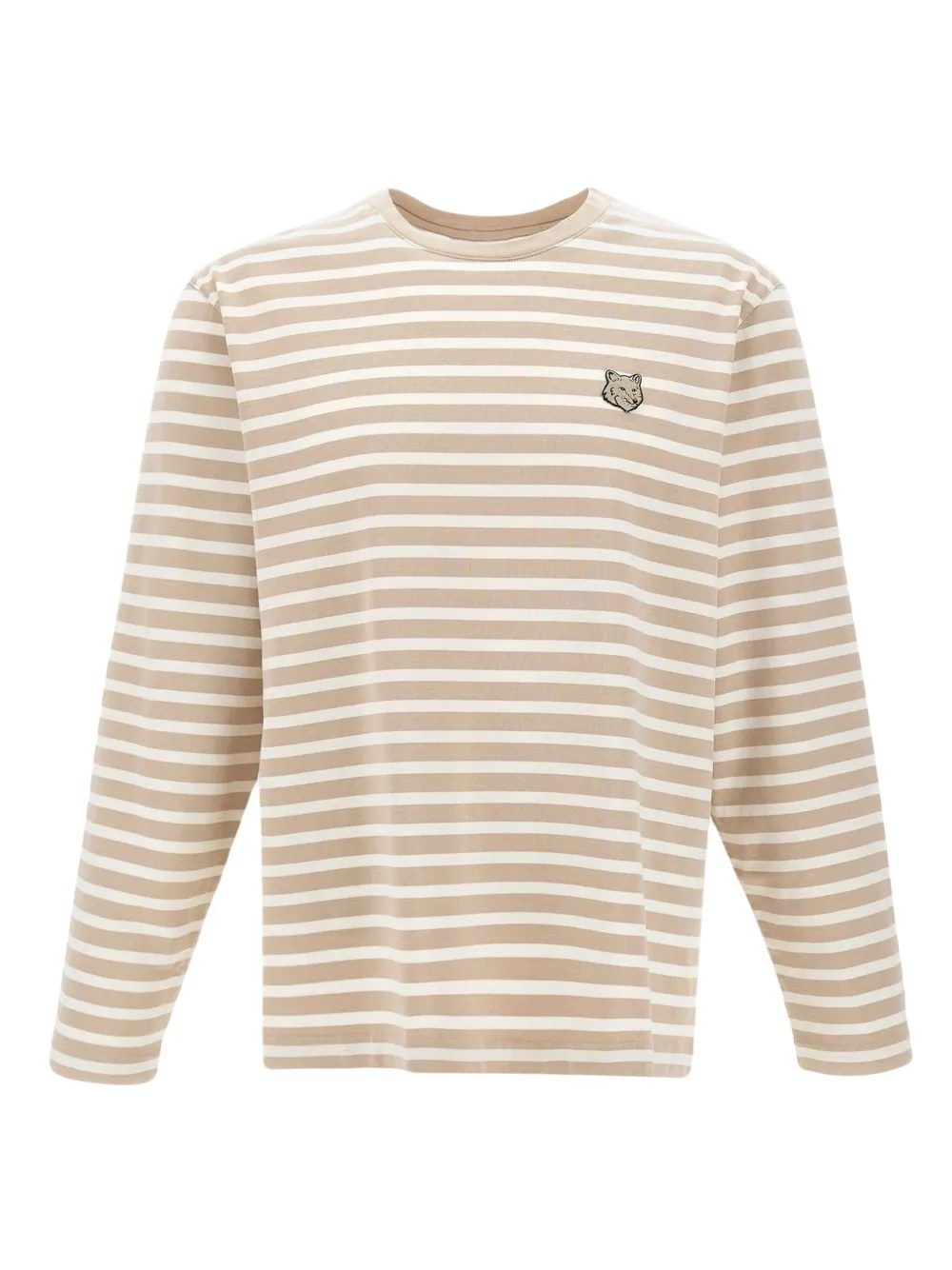 Maison Kitsuné fox-head striped long-sleeve top | Neutrals | Image 1