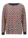 ELENA MIRO` geometric-pattern long-sleeve T-shirt - Red