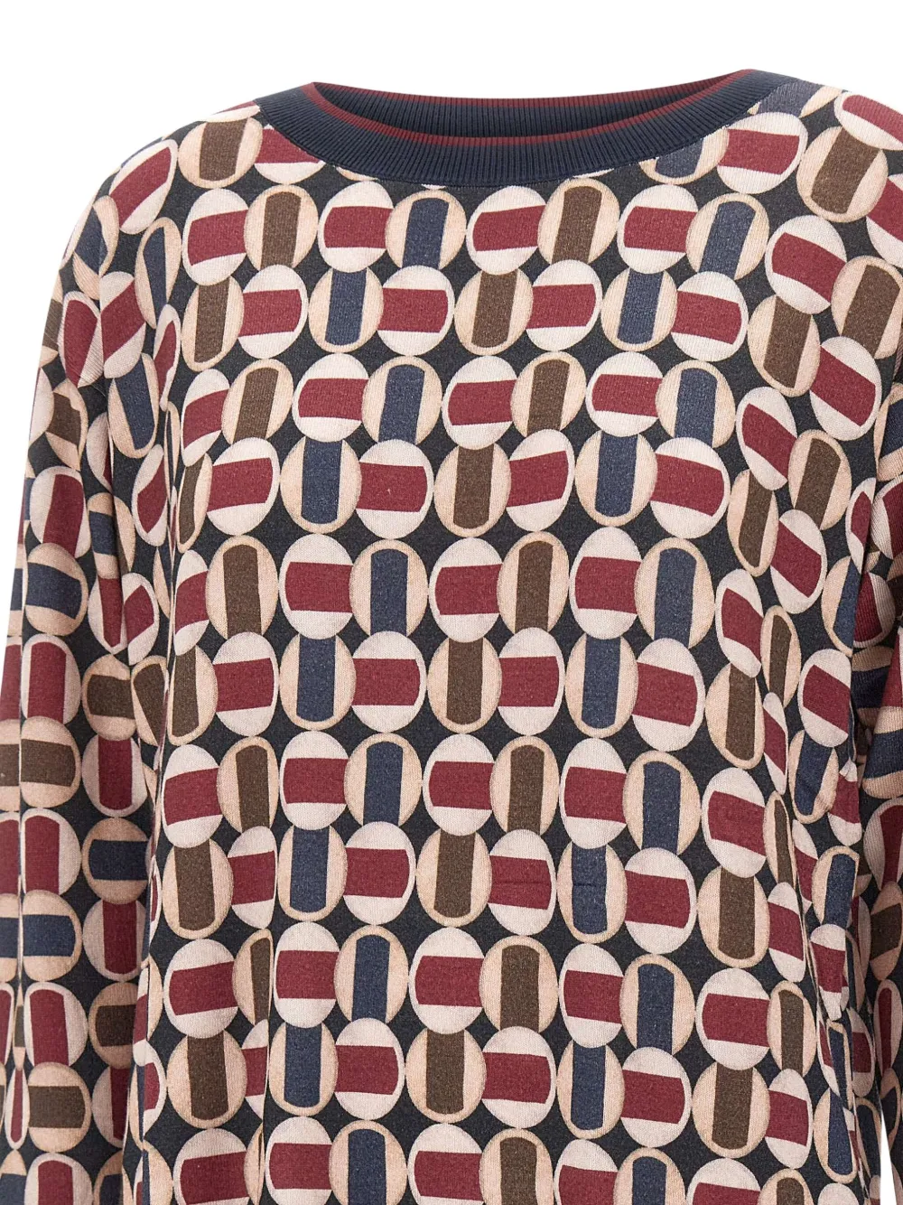 Elena Miro' Geometric-pattern Long-sleeve T-shirt In Multi