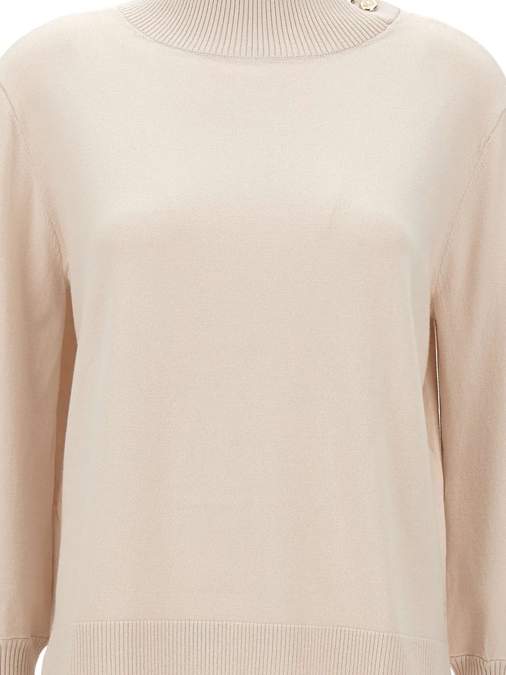 Elena Miro' Button Turtleneck Sweater In Neutral