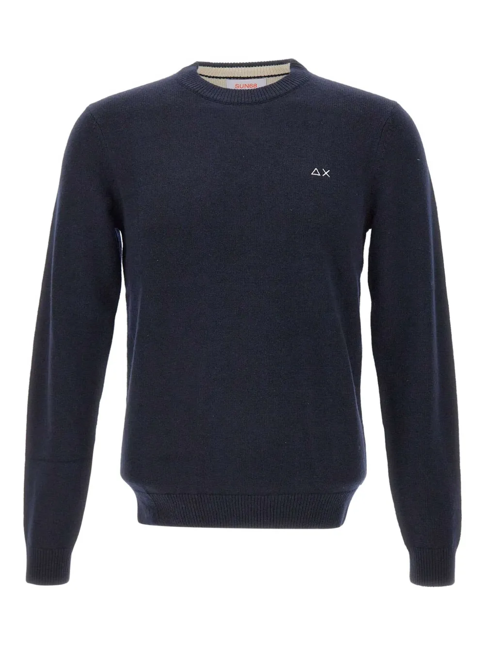 Sun68 logo-embroidered crew-neck sweater Blauw