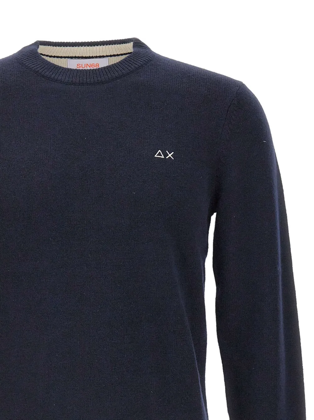 Sun68 logo-embroidered crew-neck sweater Blauw